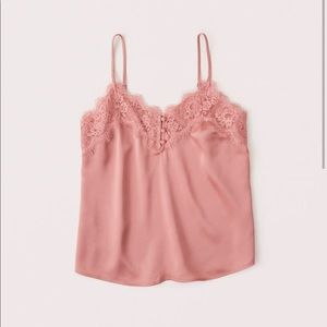 NWT Abercrombie Pink Satin Lace Cami